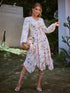 Printed Skirt Rustic Wrap Bust Commuter Fashion Dress - ROUTINE FASHION